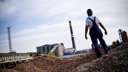 &nbsp; (Le bois est d'abord transformé en copeaux © Veolia)