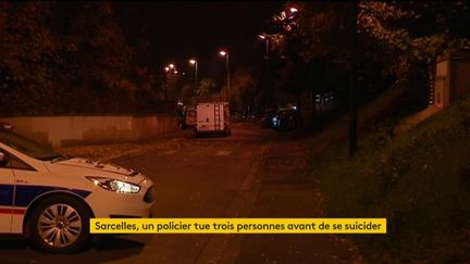 La rue où un policier a tué trois personnes et blessé trois autres, à Sarcelles (Val-d'Oise), le 18 novembre 2017. (FRANCEINFO)