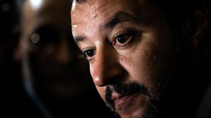 Le ministre de l'Intérieur italien Matteo Salvini, le 9 octobre 2018 à Lyon (Rhône). (JEFF PACHOUD / AFP)