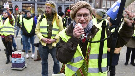 Des "gilets jaunes" manifestent à Rotterdam, aux Pays-Bas, le 15 décembre 2018. (EVERT ELZINGA / ANP / AFP)