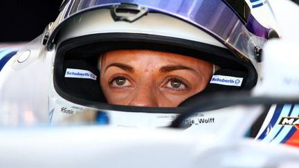 La pilote &eacute;cossaise Susie Wolff lors d'une session d'essais priv&eacute;s, &agrave; Hockenheim (Allemagne), le 18 juillet 2014.&nbsp; (BERND WEISSBROD / DPA / AFP)