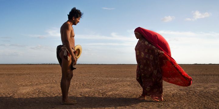 Illustration des traditions des indiens Wayuu dans "Les oiseaux de passage"
 (Copyright Ciudad Lunar Blonde Indian Mateo Contreras)