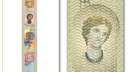 Capture d'&eacute;cran du portrait du personnage mythologique Europe qui sera sur la nouvelle s&eacute;rie de billets en euros, pr&eacute;sent&eacute;e le 8 novembre 2012 sur le site internet de la BCE. (BCE)