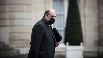 Le ministre de la Justice, Eric Dupond-Moretti, à la sortie du Conseil des ministres, au palais de l'Elysée, le 27 janvier 2021.&nbsp; (ARTHUR NICHOLAS ORCHARD / HANS LUCAS / AFP)