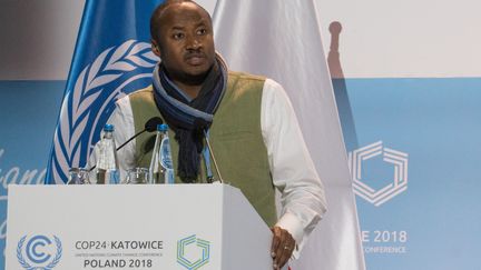 Le porte-parole du groupe Afrique, Seyni Nafo, le 10 décembre 2018 lors de la COP24 à Katowice, en Pologne.&nbsp; (JAMES DOWSON/CCNUCC)