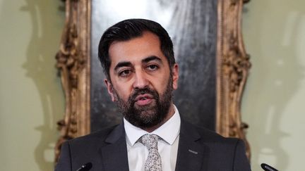 Le Premier ministre écossais Humza Yousaf, le 29 avril 2024 à Edimbourg (Ecosse). (ANDREW MILLIGAN / AFP)