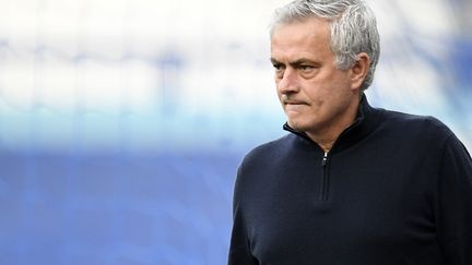 Jose Mourinho, entraîneur de Tottenham, le 16 avril 2021.  (PETER POWELL / POOL)