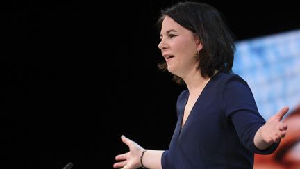 Annalena Baerbock candidate des Verts, à la chancellierie, en Allemagne. (ANNEGRET HILSE / POOL / AFP)