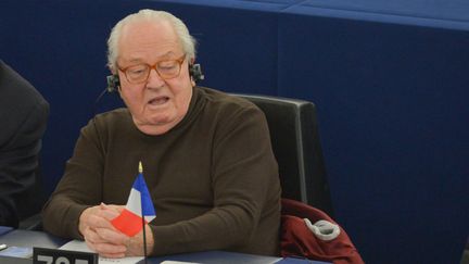 Jean-Marie Le Pen lors d'une session du Parlement européen à Strabsourg, le 15 janvier 2019. (ALEXEY VITVITSKY / SPUTNIK / AFP)