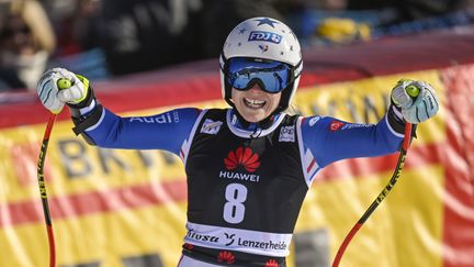 Romane Miradoli lors du Super-G de&nbsp;Lenzerheide, le 5 mars 2022. (GIAN EHRENZELLER / KEYSTONE)