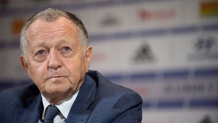 Jean-Michel Aulas lors d'une conférence de presse le 15 octobre 2019 à Lyon. (ROMAIN LAFABREGUE / AFP)