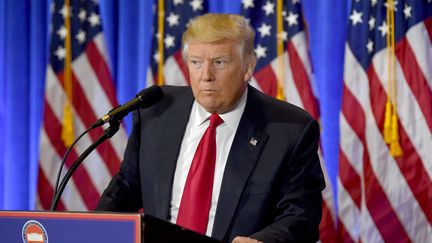 Donald Trump, lors de sa conférence de presse à la Trump Tower à Manhattan, mercredi 11 janvier. (TIMOTHY A. CLARY / AFP)