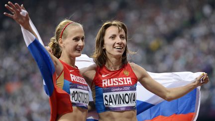  (Ekaterina Poistogova et Mariya Savinova, respectivement 3e et 2e du 800m des JO de Londres. Toutes deux sont menacées d'une suspension à vie par l'AMA ©maxPPP)