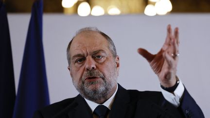 Le ministre de la Justice, Eric Dupond-Moretti, lors d'une conférence de presse à Paris, le 5 janvier 2023. (LUDOVIC MARIN / AFP)