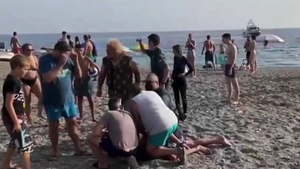 En Espagne, des vacanciers ont participé à l'arrestation de narcotrafiquants sur une plage du sud du pays.&nbsp; (CAPTURE ECRAN FRANCE 2)