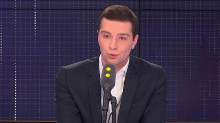 La tête de liste Rassemblement national aux élections européennes, invité du "8h30 Fauvelle Dély", jeudi 24 janvier 2019.&nbsp; (FRANCEINFO / RADIOFRANCE)