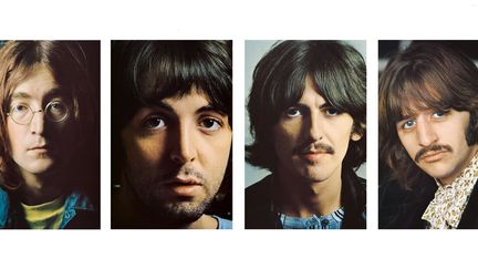 Les portraits glissés dans l'album The Beatles dit "L'album Blanc", de John Lennon, Paul McCartney, George Harrison et Ringo Starr en 1968.
 (John Kelly/ Apple / Universal Music)