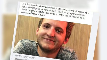 Maxence Bricout, étudiant en informatique de 19 ans, a financé cinq panneaux publicitaires pour tenter de trouver un contrat en alternance dans le domaine de la cybersécurité. (CAPTURE ECRAN FACEBOOK)