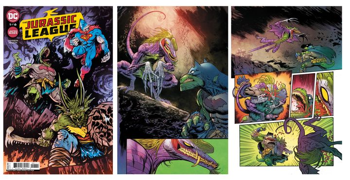 Planches de "Jurassic League". (DANIEL WARREN JOHNSON / JUAN GEDEON / DC COMICS)