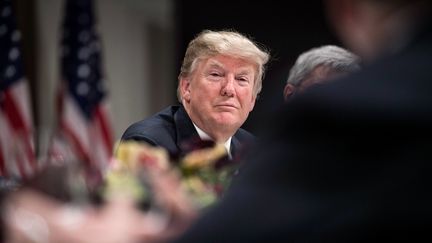 Le président américain Donald Trump, au forum économique de Davos, en Suisse, jeudi 25 janvier 2018.&nbsp; (NICHOLAS KAMM / AFP)