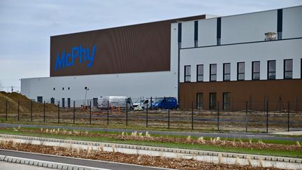 La gigafactory de l'entreprise McPhy spécialiste de l'hydrogène sur l'aéroparc de Fontaine près de Belfort, le 12 février 2024. (NICOLAS JOLY / RADIOFRANCE)