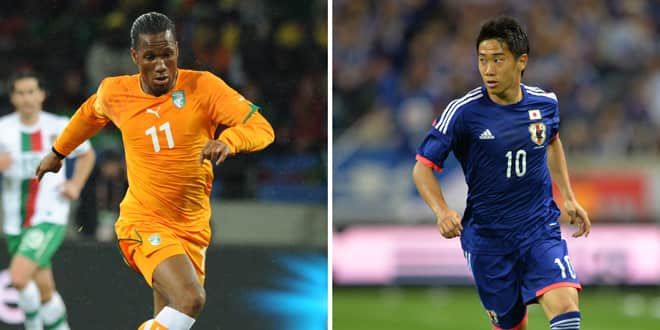 Didier Drogba et Shinji Kagawa