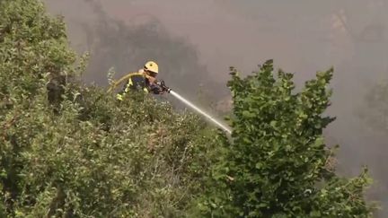 Dans le Var, un incendie a été causé par un tir d’artillerie dans un camp militaire, samedi 18 juin. D’autres départements ont été touchés par des feux. (franceinfo)