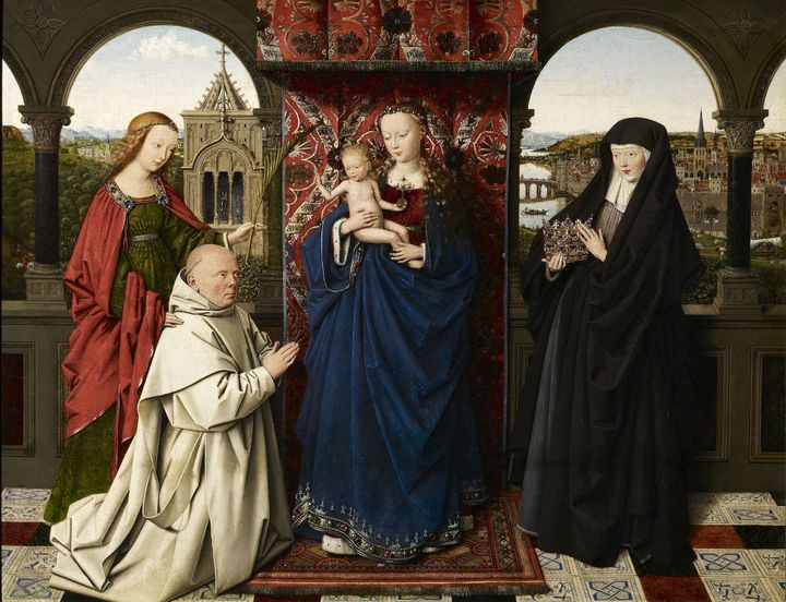 Jan van Eyck et atelier, "La Vierge et l'Enfant avec Sainte Barbara, Sainte Elisabeth de Hongrie et Jan Vos, ca 1441-1443, The Frick Collection, New York
 (The Frick Collection, New York, photo Michael Bodycomb)