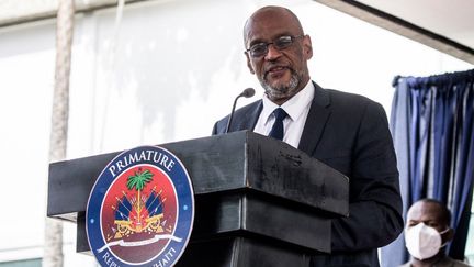 Le Premier ministre haïtien Ariel Henry à Port-au-Prince (Haïti), le 20 juillet 2021.&nbsp; (VALERIE BAERISWYL / AFP)