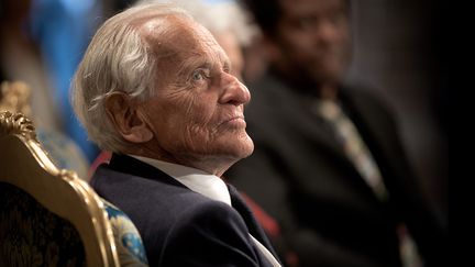 Jean d'Ormesson lors de la réception de Dany Laferrière à l'Académie française, le 26 mai 2015
 (Nicolas MESSYASZ/SIPA)