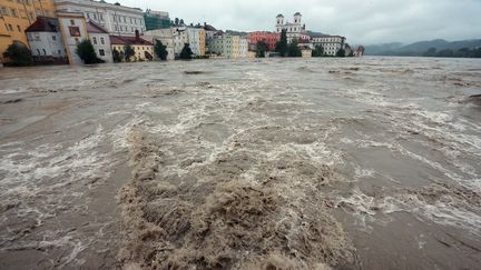 General view of downtown Passau, flooded by the rising river Inn, photo taken from the Inn bridge on June 3, 2013 in Passau, Germany. (JOHANNES SIMON / GETTY IMAGES)