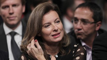 Val&eacute;rie Trierweiler, le 22 octobre, assiste au lancement officiel de la campagne pr&eacute;sidentielle du PS &agrave; la halle Freyssinet &agrave; Paris.&nbsp; (JOEL SAGET / AFP)