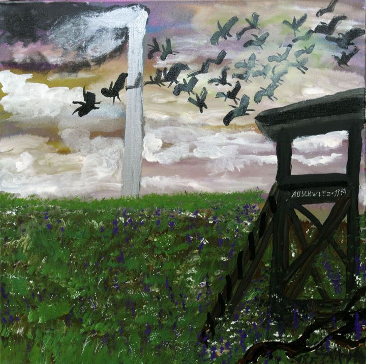 Ceija Stojka, "Auschwitz 1994", 2009, acrylique sur toile
 (Ceija Stojka, Adagp, 2017. Collection Antoine de Galbert)