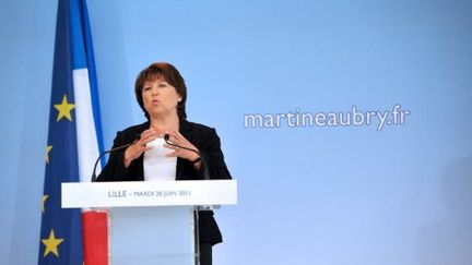 Martine Aubry annonce sa candidature à l'élection présidentielle mardi 28 juin 2011 à Lille (AFP PHOTO / PHILIPPE HUGUEN)