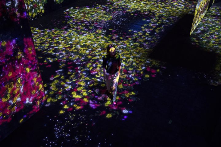 Un océan de fleurs, oeuvre digitale du collectif japonais teamLab à Tokyo
 (Behrouz Mehri / AFP)