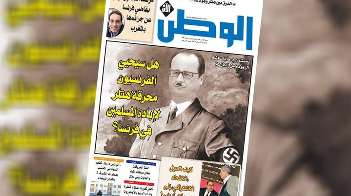 François Hollande grimé en Hitler par Al Watn Al An (Al Watan/France TV)