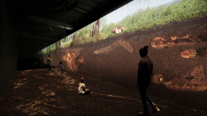 L'espace "sous la surface du sol" dans le parcours "L'Odyssée sensorielle". (PROJECTILES / MARDI8 / SENSORY ODYSSEY)