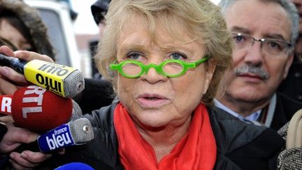 Eva Joly à Hénin-Beaumont (Pas-de-Calais) le 10 avril (BERTRAND GUAY / AFP)