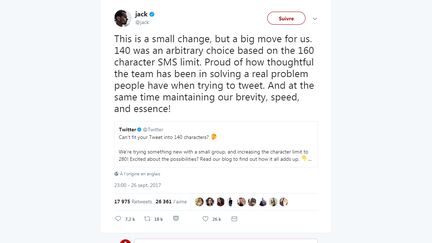 Tweet du&nbsp;fondateur de Twitter, Jack Dorsey. (CAPTURE D'ÉCRAN TWITTER)