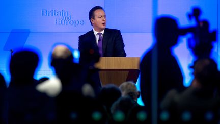 David Cameron prononce son discours sur l'avenir de l'Europe, le 23 janvier 2013 &agrave; Londres.&nbsp; (BEN STANSALL / AFP)