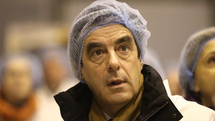 Le Premier ministre Fran&ccedil;ois Fillon visite l'usine Dailycer &agrave; Faverolles (Eure-et-Loir), le 13 f&eacute;vrier 2012. (FRED HASLIN / MAXPPP)