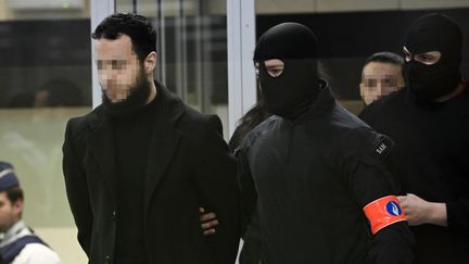 Salah Abdeslam lors de son procès à Bruxelles (Belgique), le 3 avril 2023. (JOHN THYS / POOL / AFP)