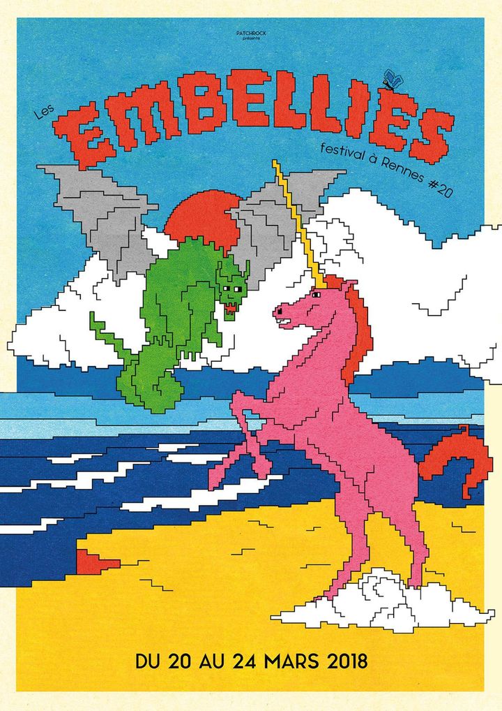 Affiche de la 20e édition du Festival Les Embellies. Du 20 au 24 mars 2018 à Rennes
 (Festival Les Embellies)