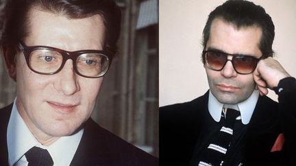 Yves Saint Laurent (à gauche) en 1984 et Karl Lagerfeld en 1979. (AFP)