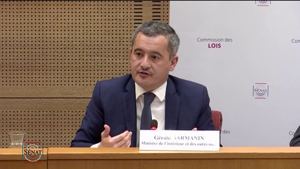 Le ministre de l'Intérieur, Gérald Darmanin, le 5 avril 2023 au Sénat, à Paris. (SENAT)