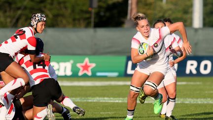 Romane Ménager lors du match entre la France et Japon, à Leinster (Irlande), le 9 août 2017. (PAUL FAITH / AFP)