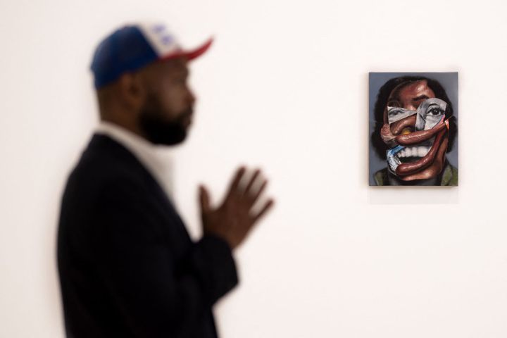 Artist Nathaniel Mary Quinn at the opening of his exhibition in Paris (JOEL SAGET / AFP)