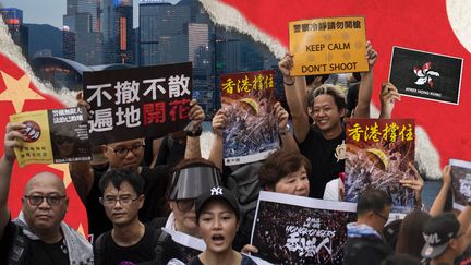 Une manifestation à Hong Kong pour le retrait du projet de loi sur l'extradition.&nbsp; (JESSICA KOMGUEN / FRANCEINFO)