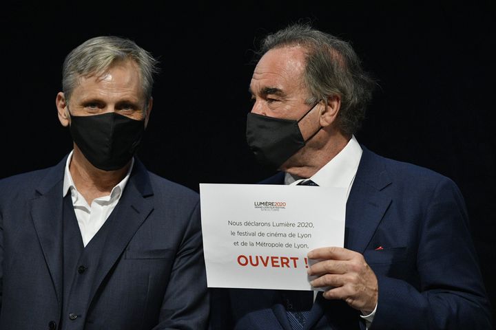 Lyon 10/10/2020 - Ouverture du Festival Lumière 2020 - Oliver Stone et Viggo Mortensen (JOEL PHILIPPON / MAXPPP)