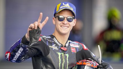 Le pilote français Fabio Quartararo&nbsp;au Grand Prix d'Espagne, samedi 1er mai 2021. (GIGI SOLDANO / DPPI / AFP)